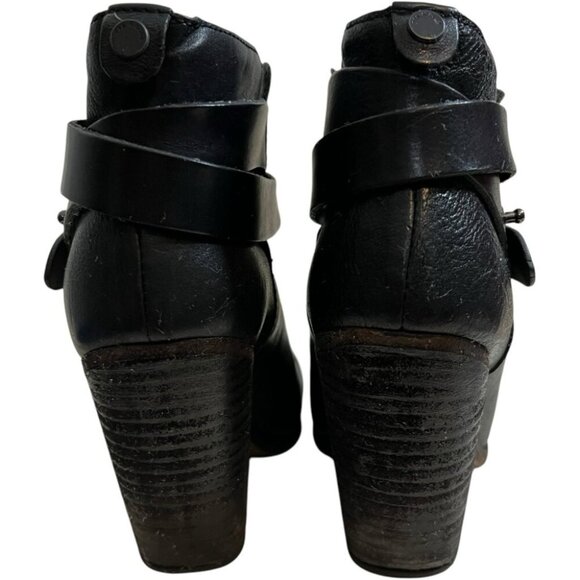 Rag Bone Womens Harrow Bootie Black Size EU 36 M US 6 Leather 3.5" Stacked Heel - Picture 4 of 9